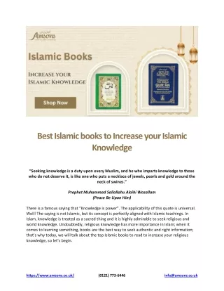 Best Islamic Books to Enhance Your Islamic Knowledge | Amsons UK