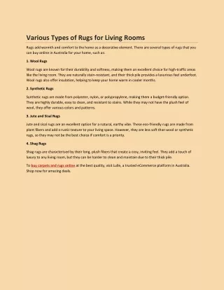various types of rugs for living rooms