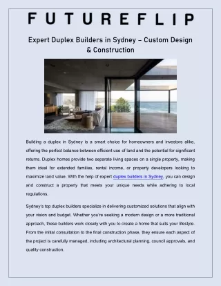 expert duplex builders in sydney custom design