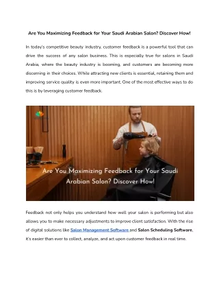 Are You Maximizing Feedback for Your Saudi Arabian Salon