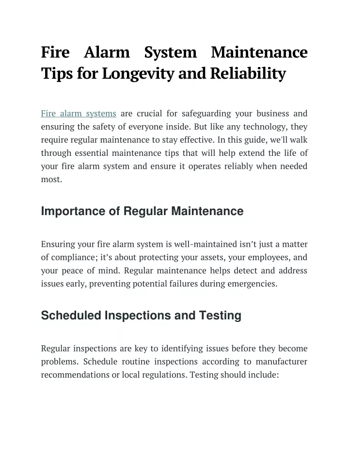 fire alarm system maintenance tips for longevity