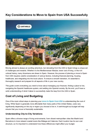 key considerations to move to spain from