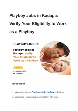 Playboy Jobs in Kadapa_ Verify Your Eligibility to Work as a Playboy