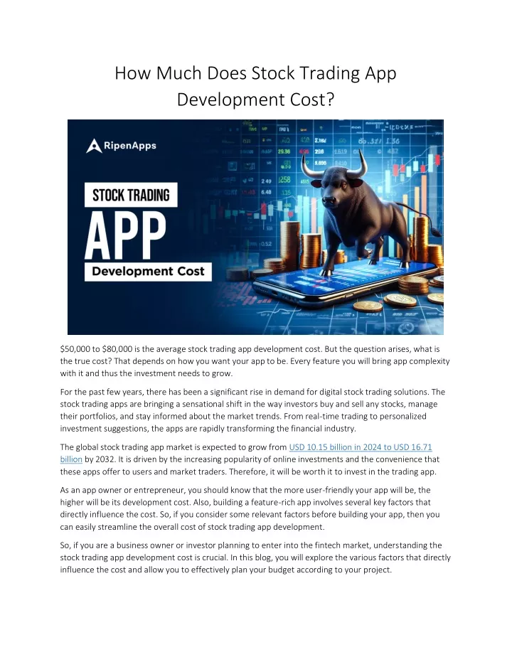 how much does stock trading app development cost