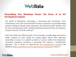 Demystifying Your Blockchain Dream The Power of an ICO Development Company