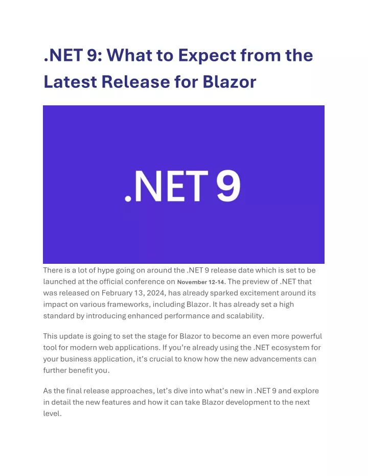 net 9 what to expect from the latest release