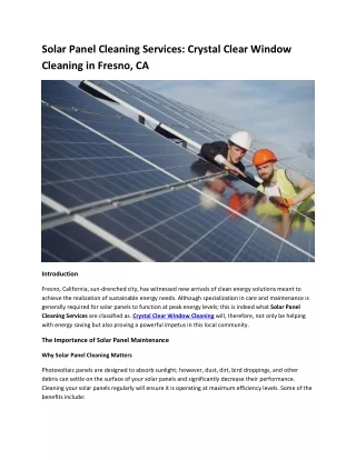 Solar Panel Cleaning Services