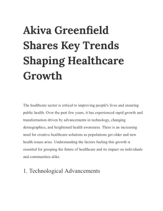 Akiva Greenfield on the Need for Innovation to Navigate Healthcare's Rapid Chang
