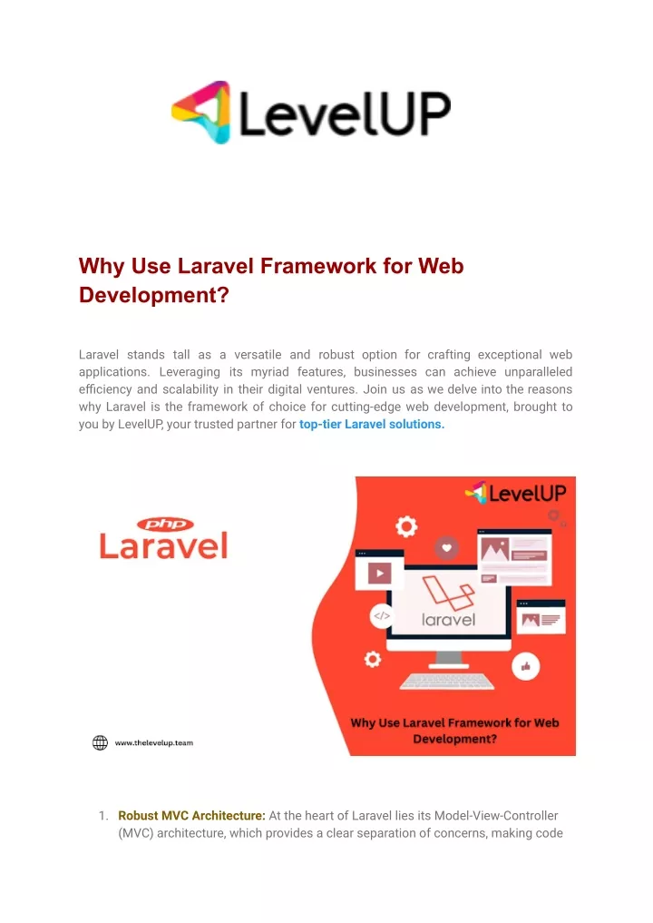 why use laravel framework for web development