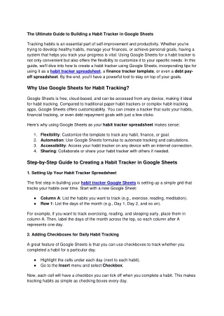 The Ultimate Guide to Building a Habit Tracker in Google Sheets