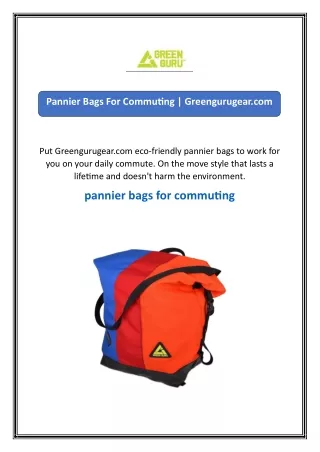 Pannier Bags For Commuting  Greengurugear