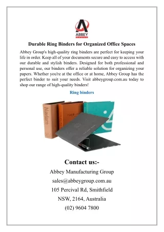 Durable Ring Binders for Organized Office Spaces