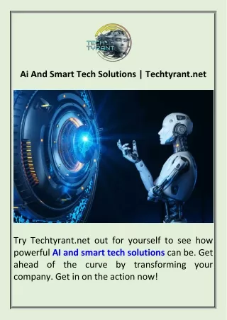 Ai And Smart Tech Solutions  Techtyrant.net