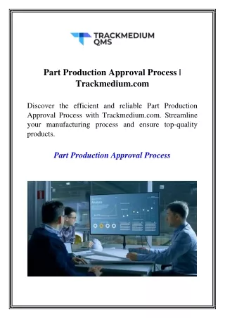 Part Production Approval Process  Trackmedium.com