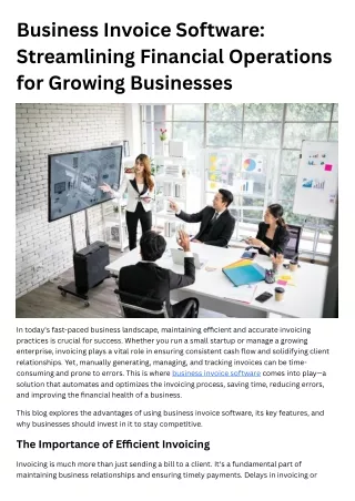 Business Invoice Software Streamlining Financial Operations for Growing Businesses