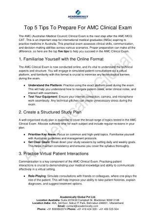 Top 5 Tips To Prepare For AMC Clinical Exam