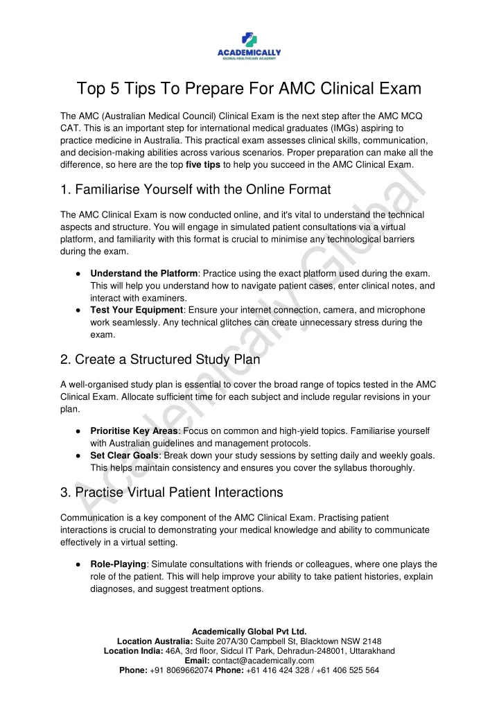 top 5 tips to prepare for amc clinical exam