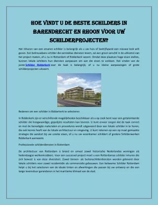 Hoe vindt u de beste schilders in Barendrecht en Rhoon voor uw schilderprojecte