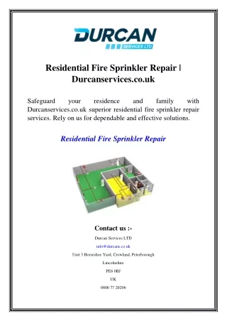 Residential Fire Sprinkler Repair  Durcanservices.co.uk