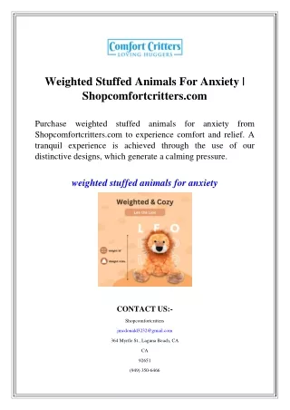 weighted stuffed animals for anxiety