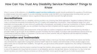 how can you trust any disability service providers things to know