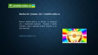 duchovní význam víry | Andele-nebe.cz