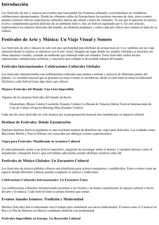 Festivales de Arte y Música: Un Viaje Visual y Sonoro