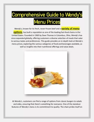 comprehensive guide to wendy s menu prices