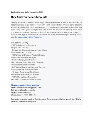 USA Top Site Buy Amazon Seller Accounts