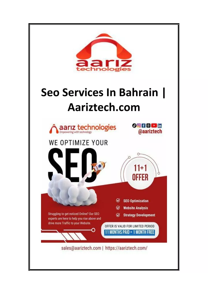 seo services in bahrain aariztech com