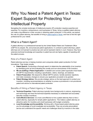 why you need a patent agent in texas expert
