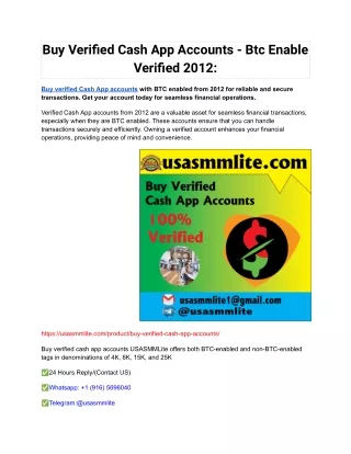 Buy Verified Cash App Accounts - Btc Enable Verified 2012_