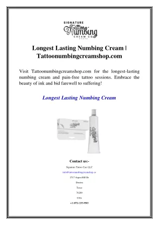 longest lasting numbing cream