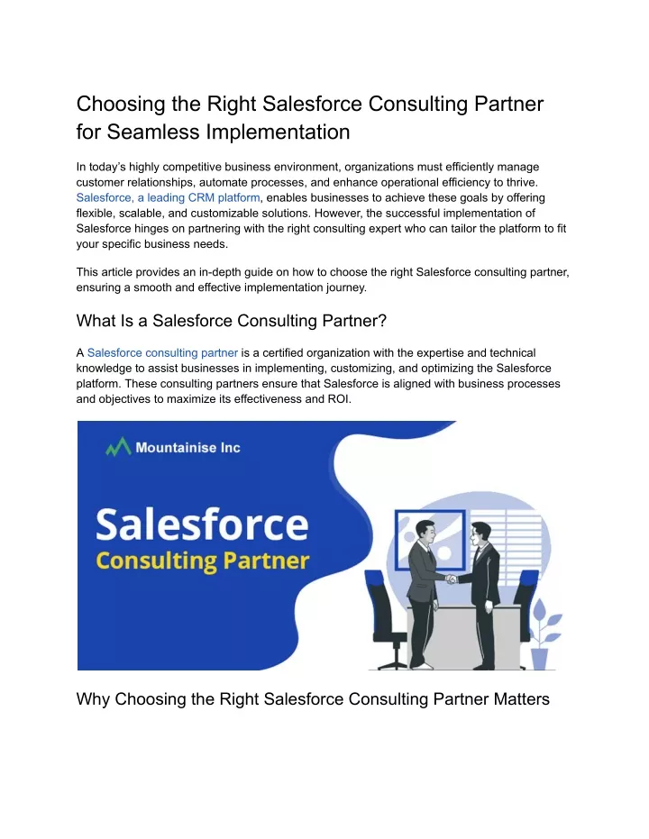 choosing the right salesforce consulting partner