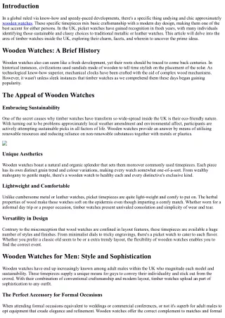 Wooden Watches UK: Where Classic Meets Contemporary