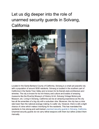 let us dig deeper into the role of unarmed