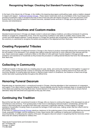 Honoring Legacy: Checking Out Standard Funerals in Chicago