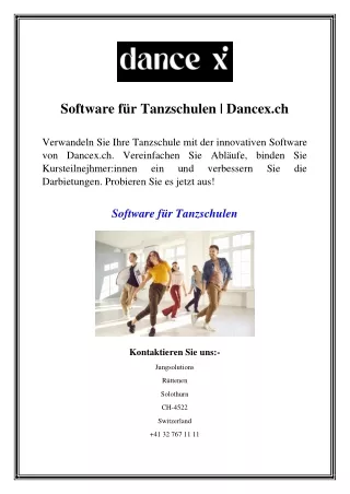 Software für Tanzschulen  Dancex.ch