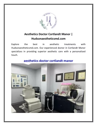 Aesthetics Doctor Cortlandt Manor  Hudsonaestheticsmd.com