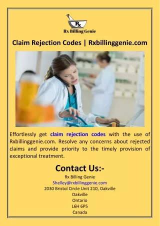 Claim Rejection Codes  Rxbillinggenie.com