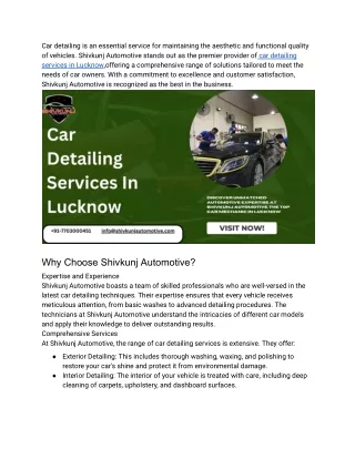 Car Detailing Services In Lucknow