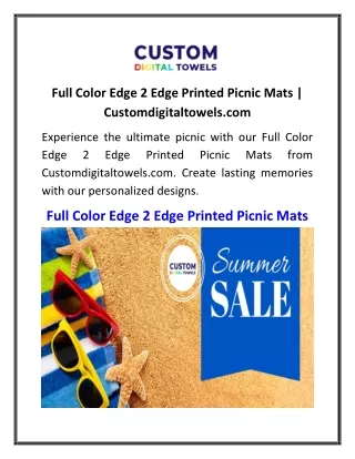 full color edge 2 edge printed picnic mats