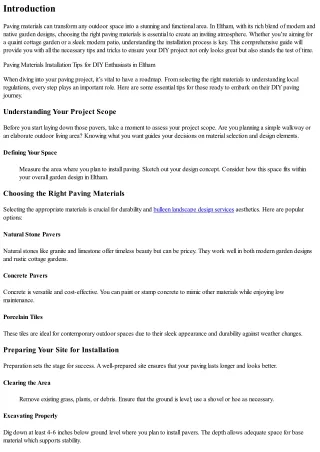 Paving Materials Installation Tips for DIY Enthusiasts in Eltham
