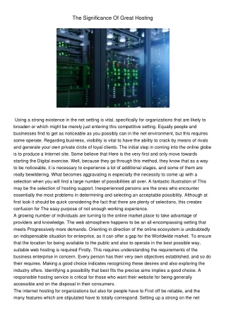 the significance of great hosting