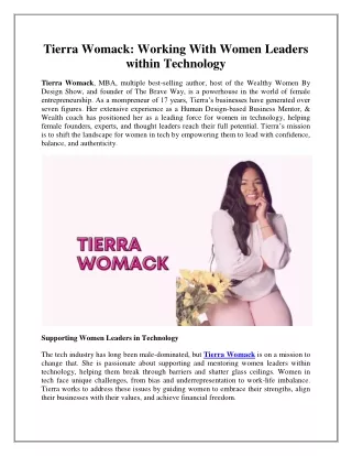 Tierra Womack Working With Women Leaders within Technology