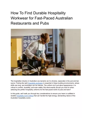 How To Find Durable Hospitality Workwear for Fast-Paced Australian Pubs and Bars