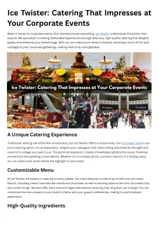 Ice Twister: Catering That Impresses at Your Corporate Events