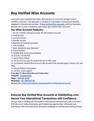Buy Verified Wise Accounts