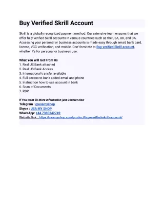 Incredibly Useful Buy Verified Skrill Account For Businesses