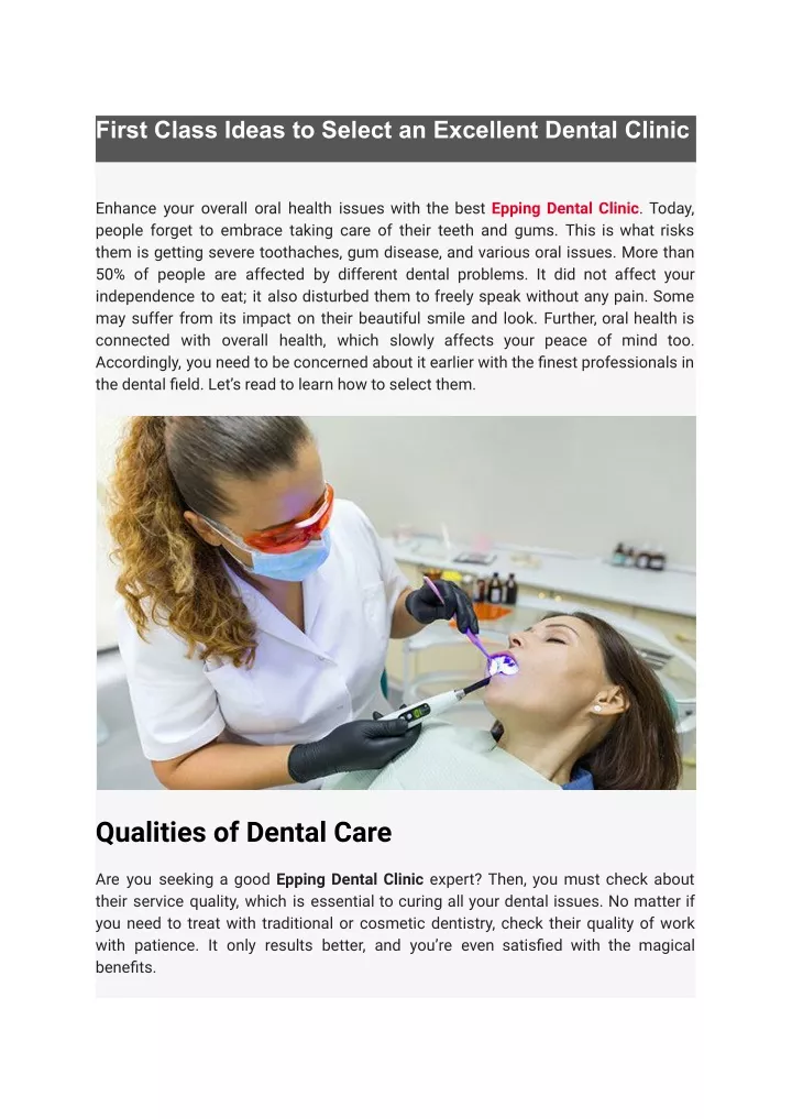 first class ideas to select an excellent dental